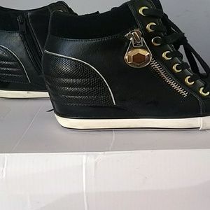 Wedge leather sneakers